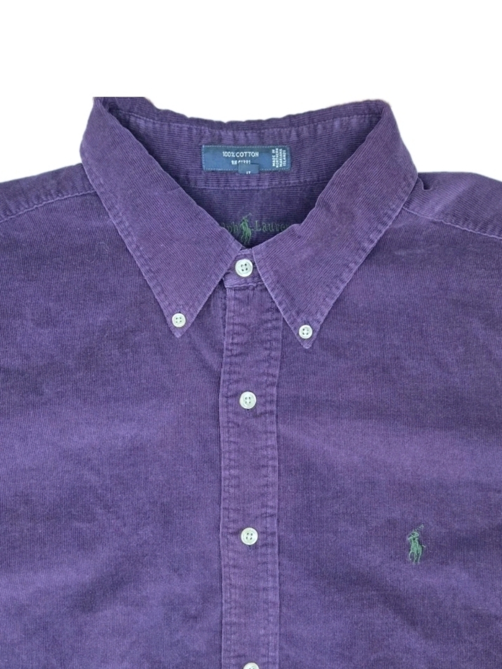 Ralph Lauren Vintage Mens Blake Corduroy Button Down Shirt Size XXL Purple Logo